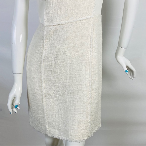 Rebecca Taylor Cream Tweed & Leather Midi-dress 4 - Picture 3 of 9